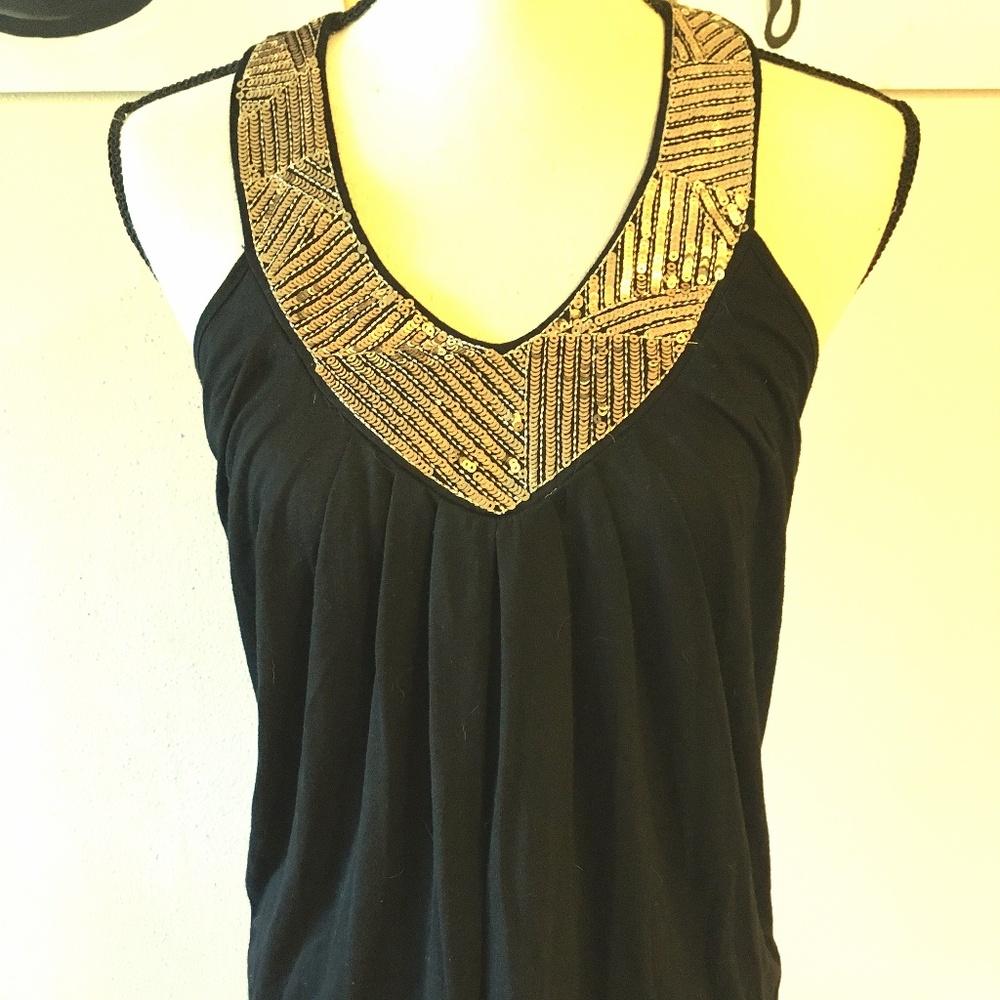 Black Sequin Rock&Roll Cwgirl Tank Top